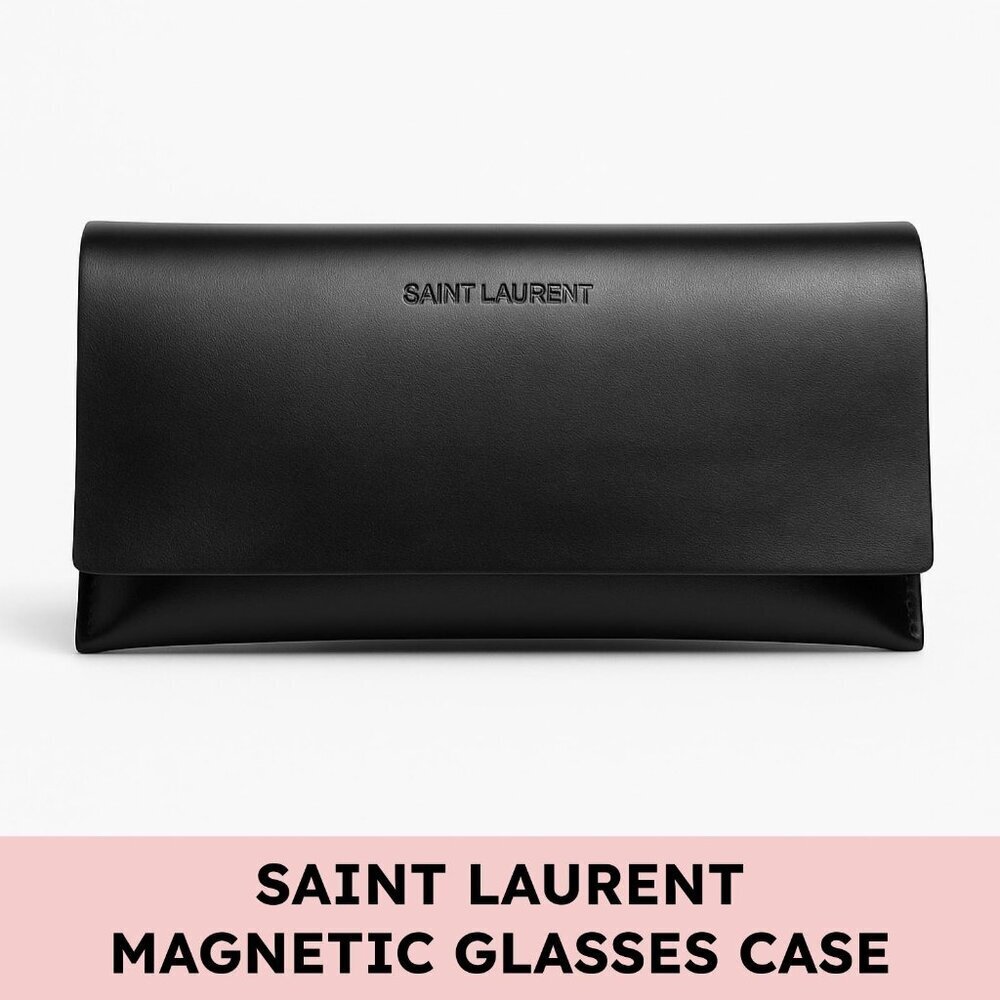 Saint Laurent Black Leather Magnetic Sunglasses / Eyeglasses Case - Picture 11 of 11